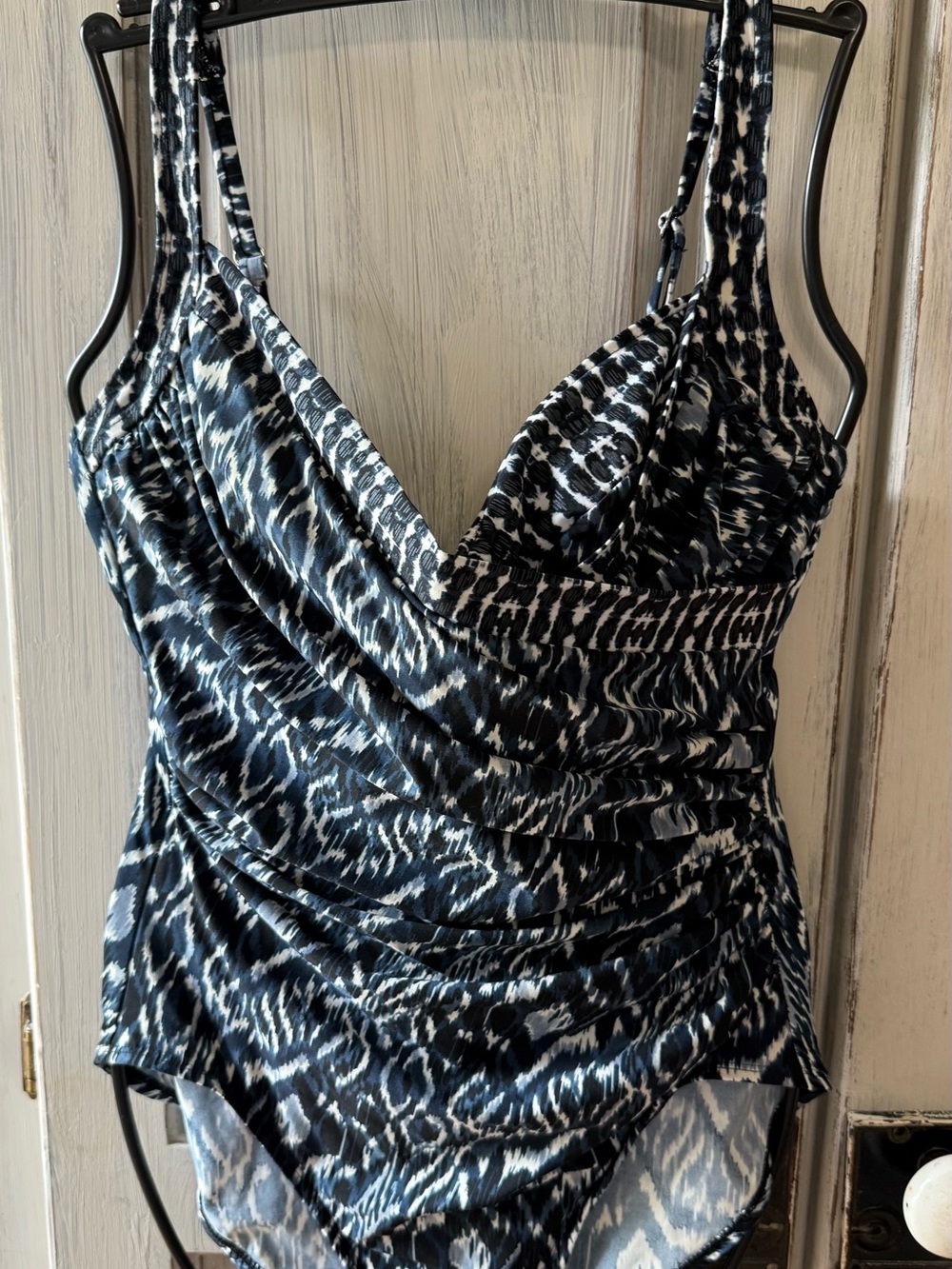 Miraclesuit Navy and White Printed One-Piece Swimsuit
